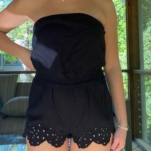 Black Aerie Romper - Lace Detail